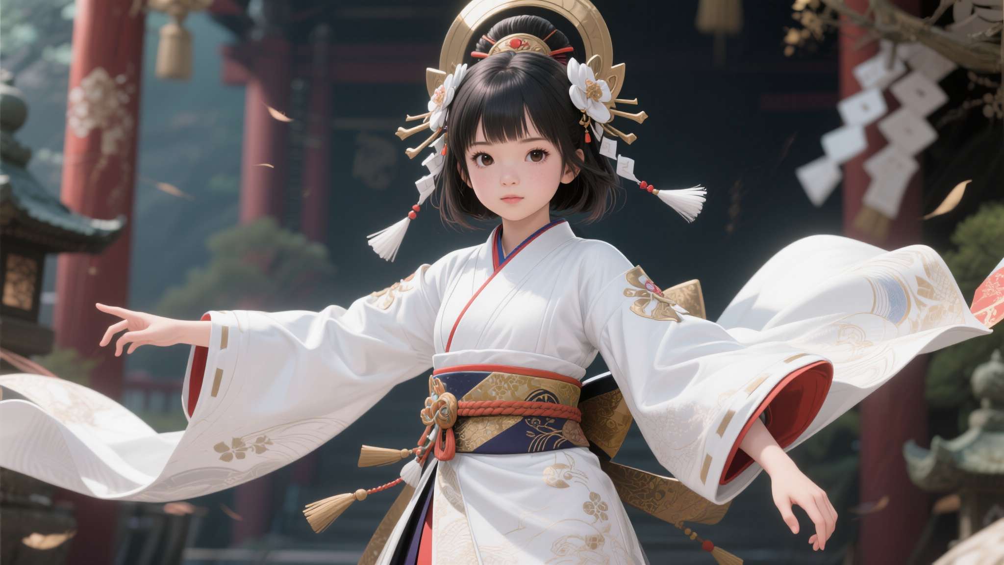 《识质存在》的核心角色——身着白色神衣的年幼神女，被玩家亲切称为"卡普空小萝莉"